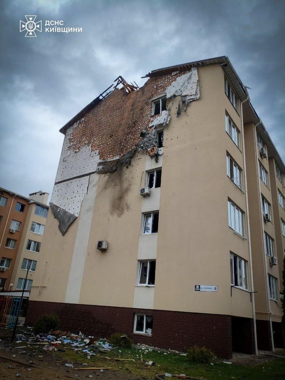 Russian drone hits residential building in Obukhiv near Kyiv